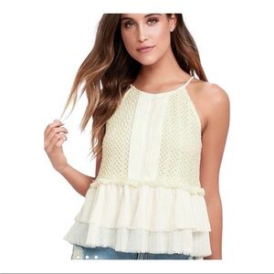Dex Crochet Cream Knit Sleeveless Tank Top